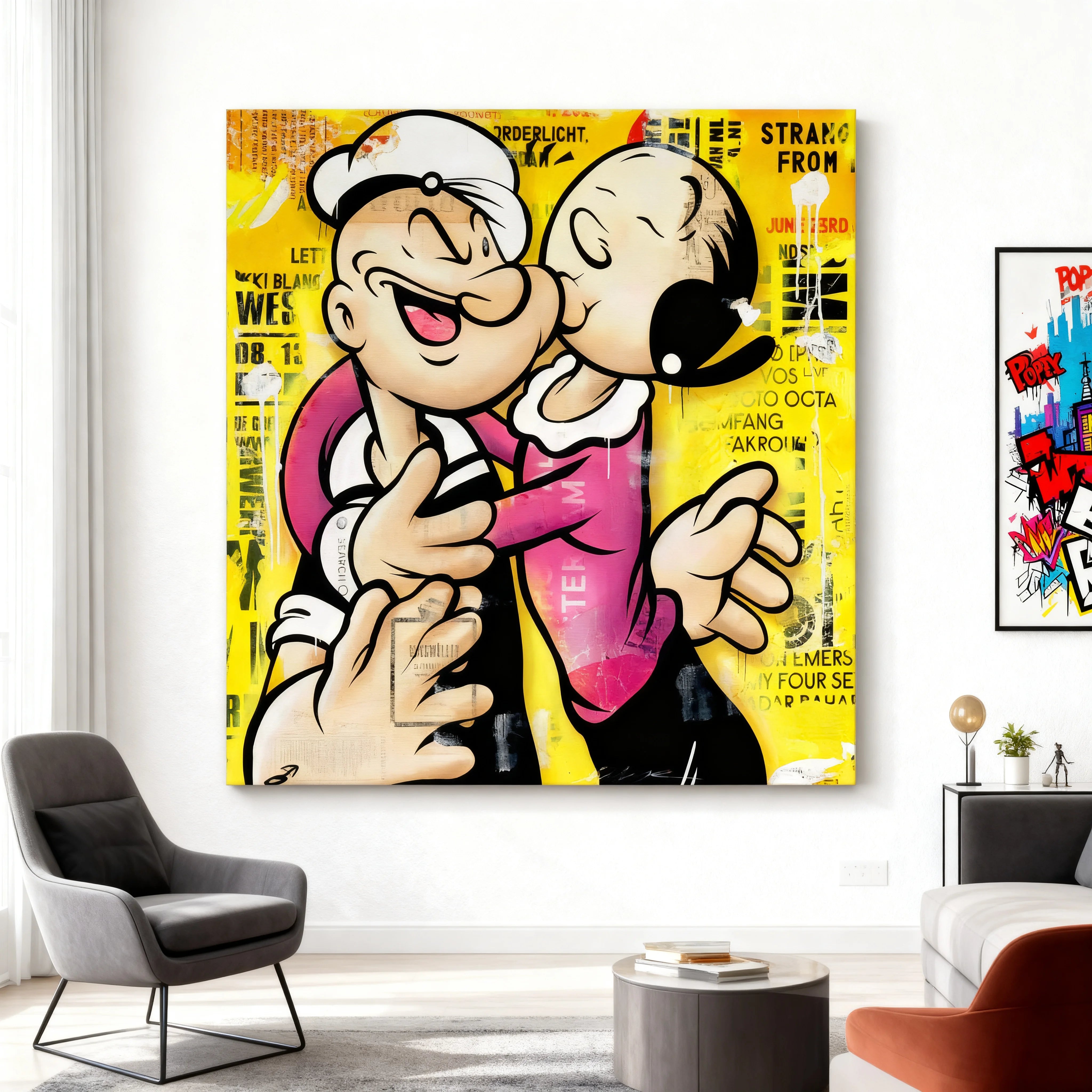 Tableau Popeye et Olive L’amour avec couleurs vives