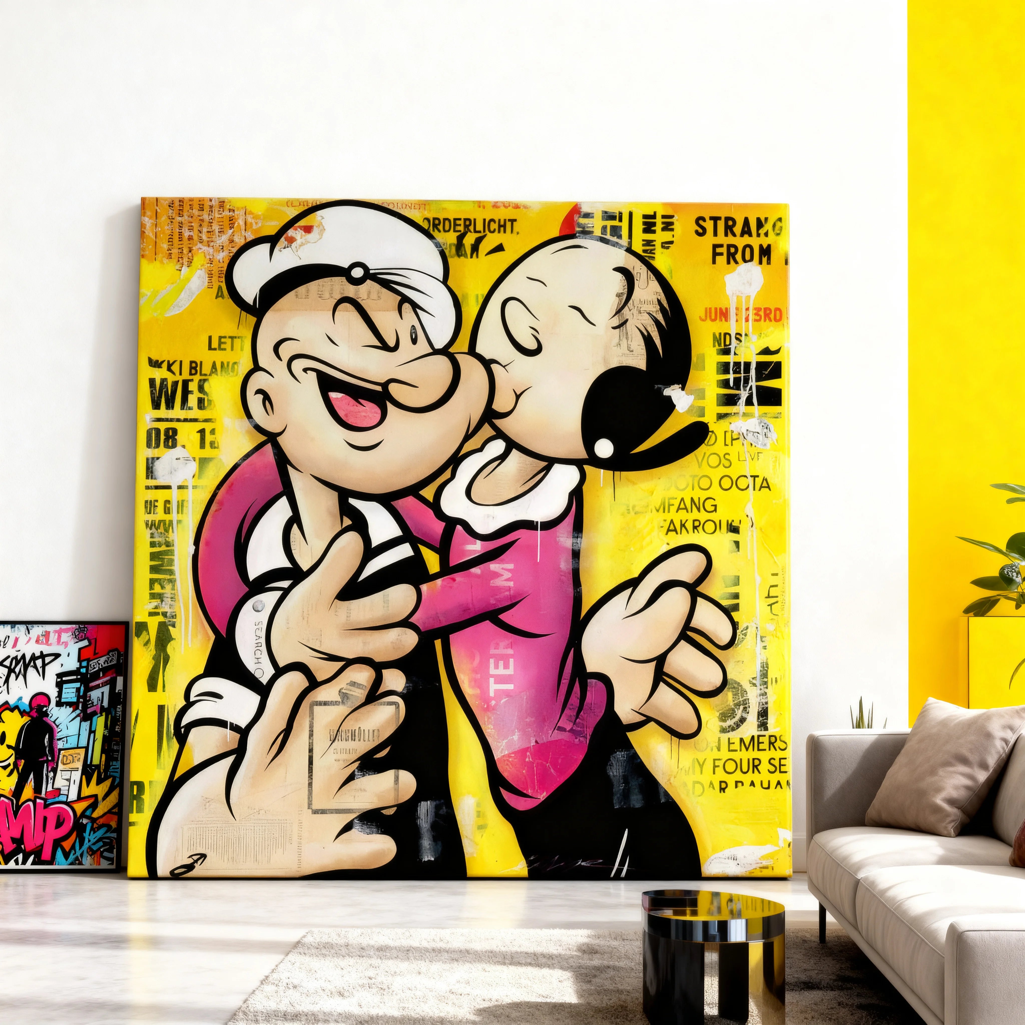 Tableau Popeye et Olive L’amour style pop art coloré