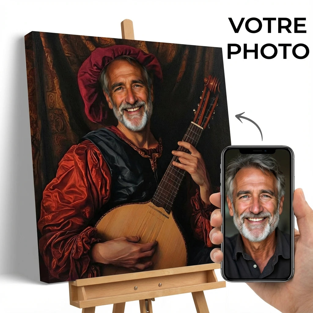 Tableau Portrait Historique Le Troubadour sur plexiglas, finition brillante