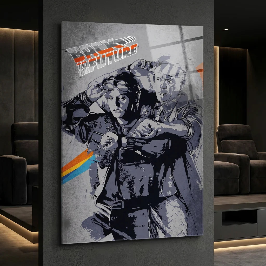 Tableau Retour vers le Futur style street art vintage
