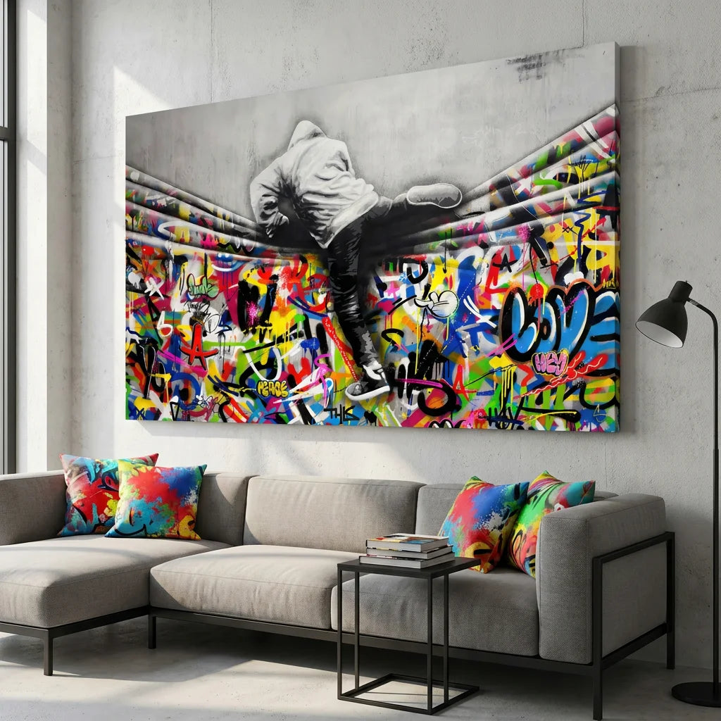 Tableau Street Art Banksy Le Mur décoration urbaine