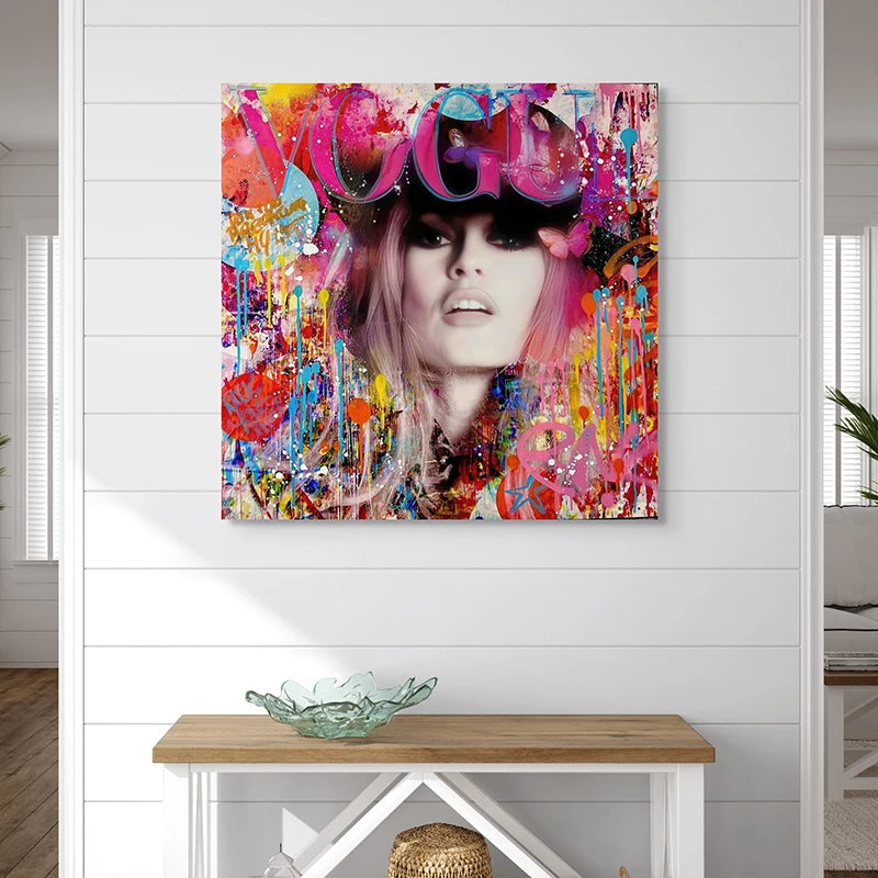Tableau Street Art Bardot grand format – déco murale moderne pour salon