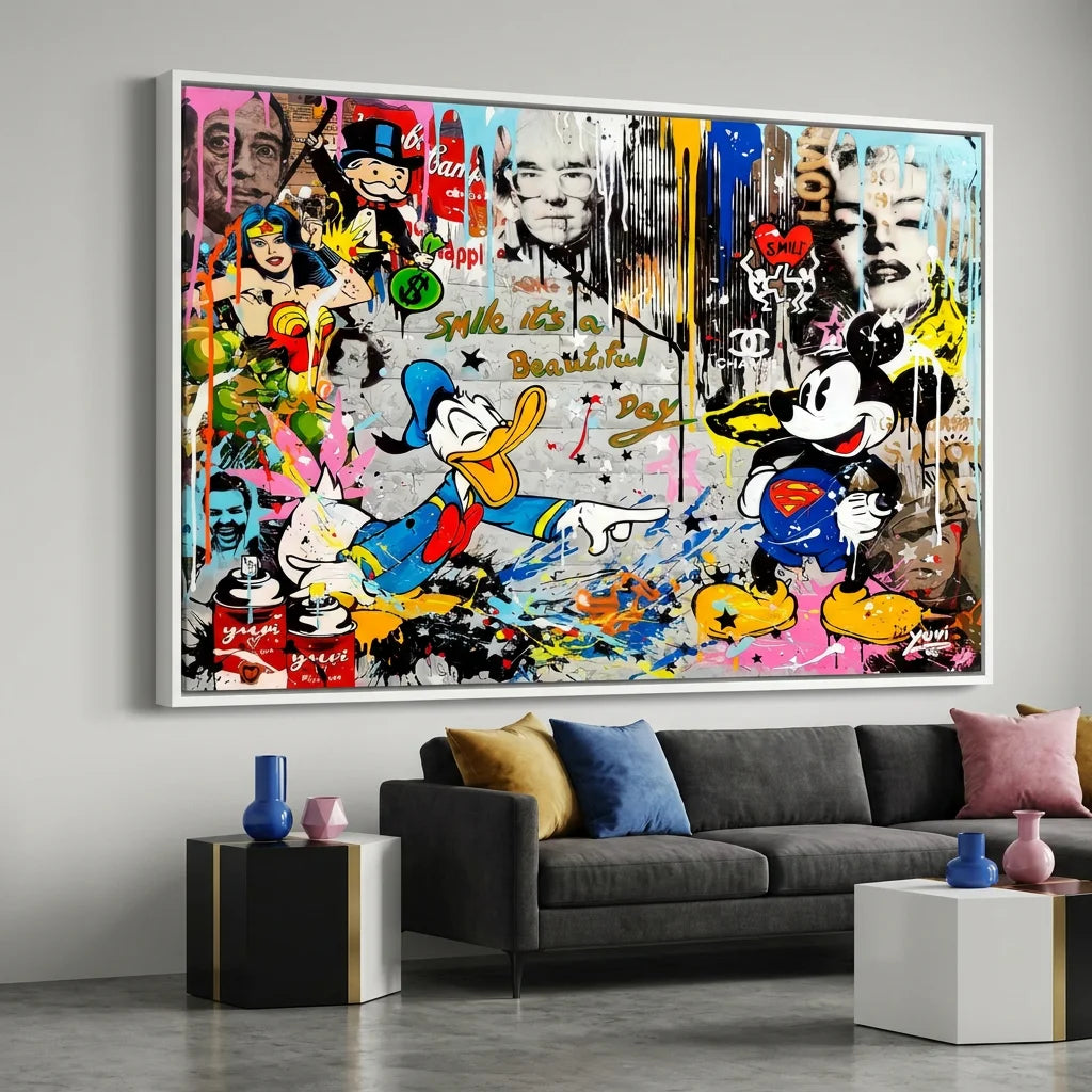 Tableau Street Art Donald Graf pour salon contemporain