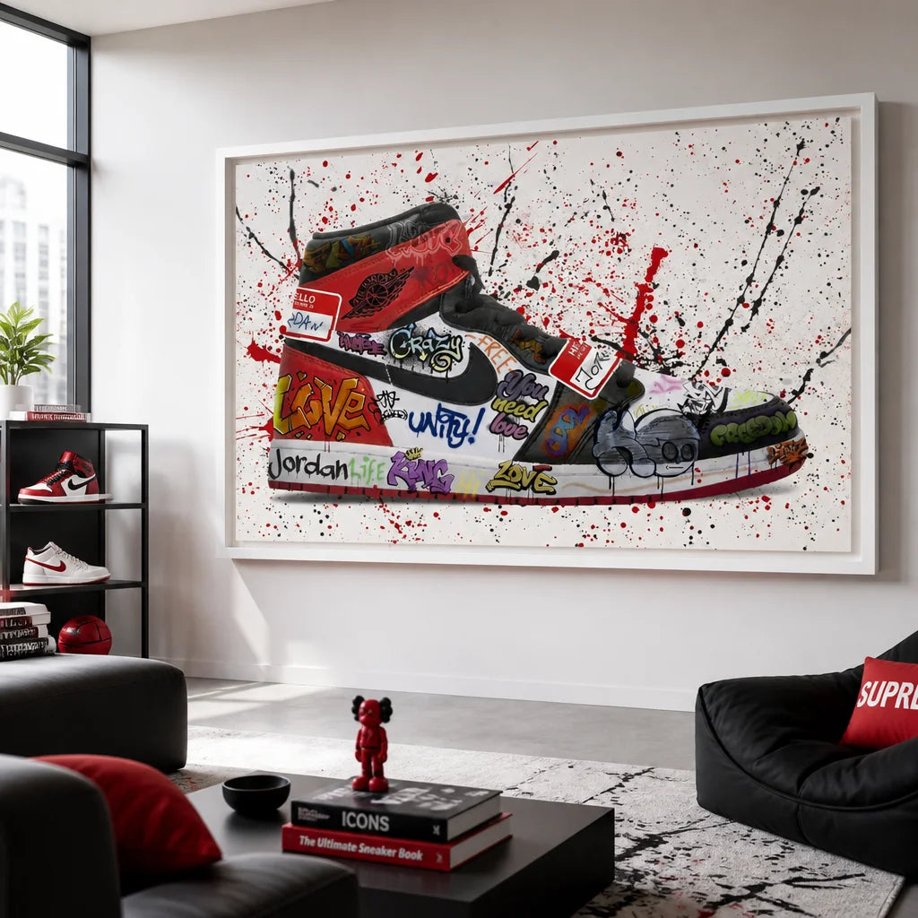 Tableau Street Art Jordan Air sneaker graffiti
