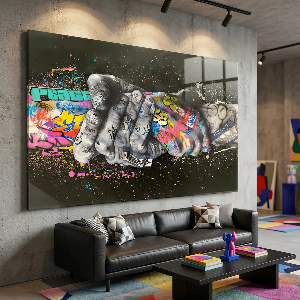 Tableau Street Art Les Mains Graffiti décoration urbaine