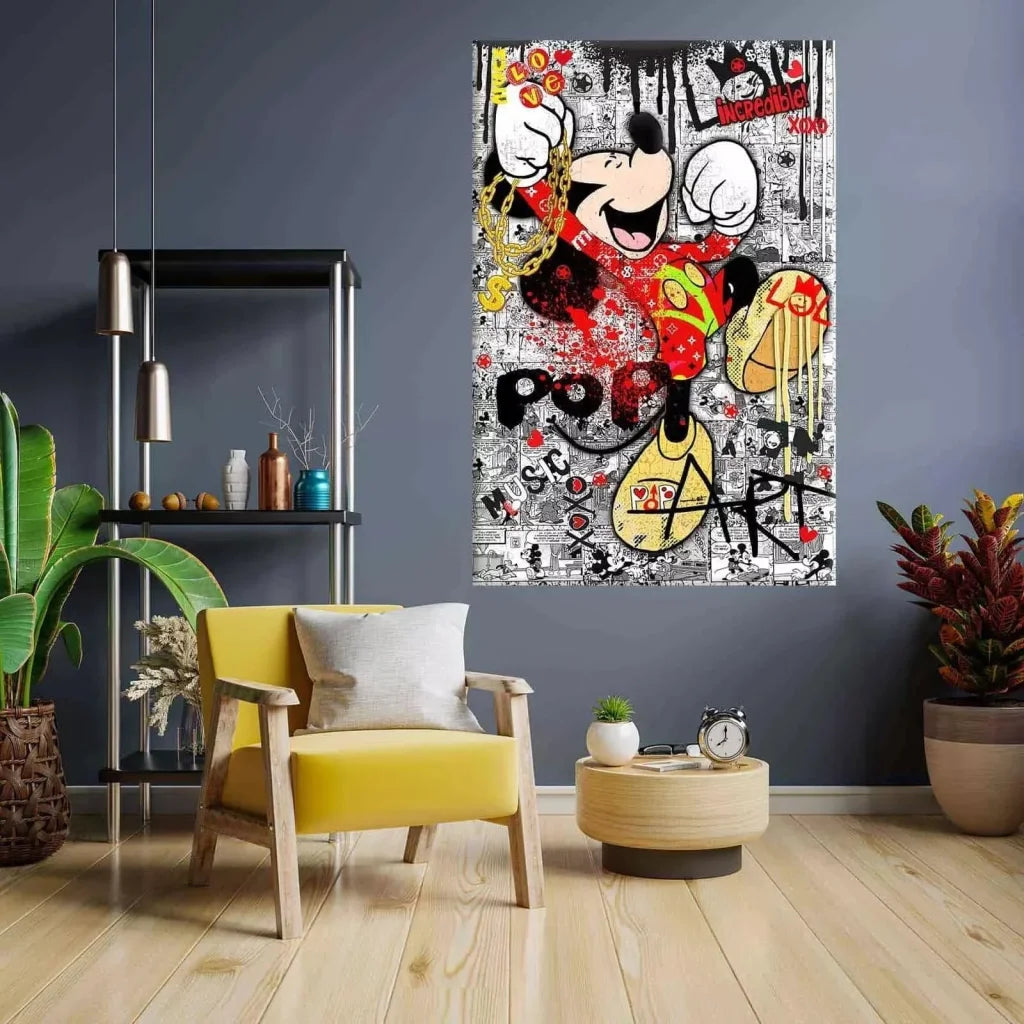 Tableau Street Art Mickey Pop coloré pour décoration murale moderne