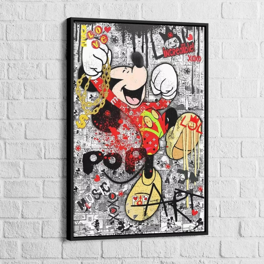 Tableau Street Art Mickey avec couleurs vives et style pop culture