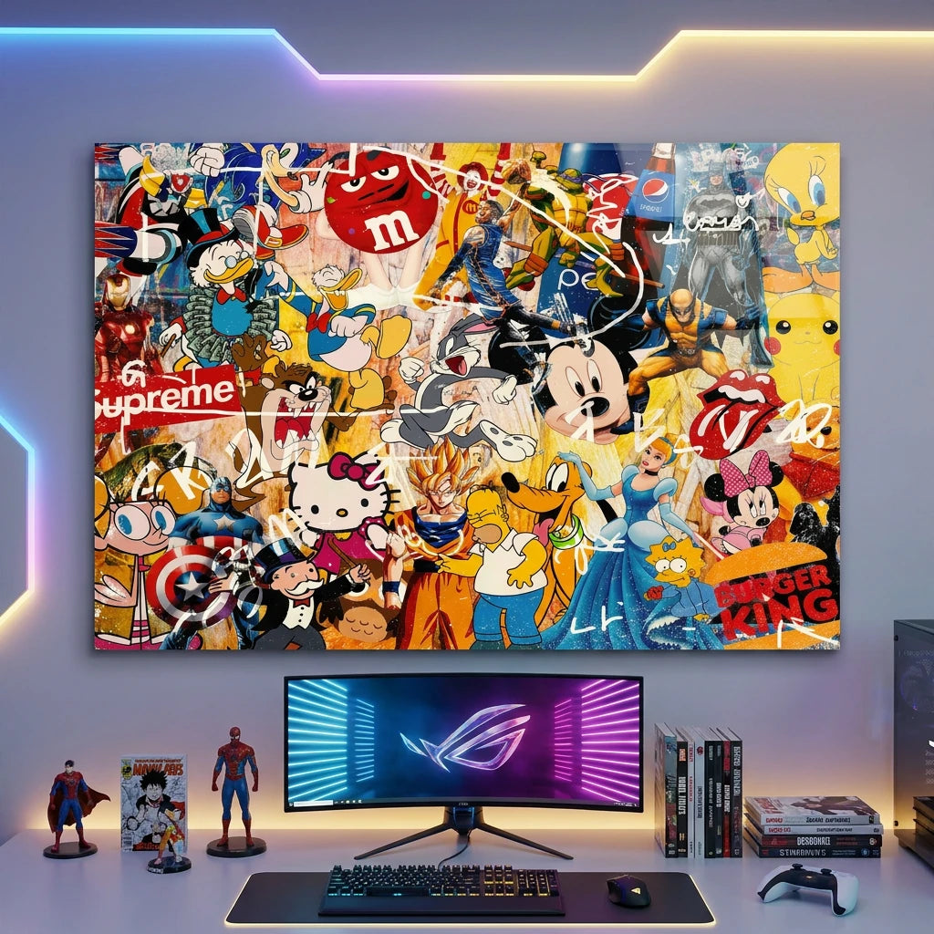 Tableau Street Art Pop Culture pour chambre geek ou bureau gaming