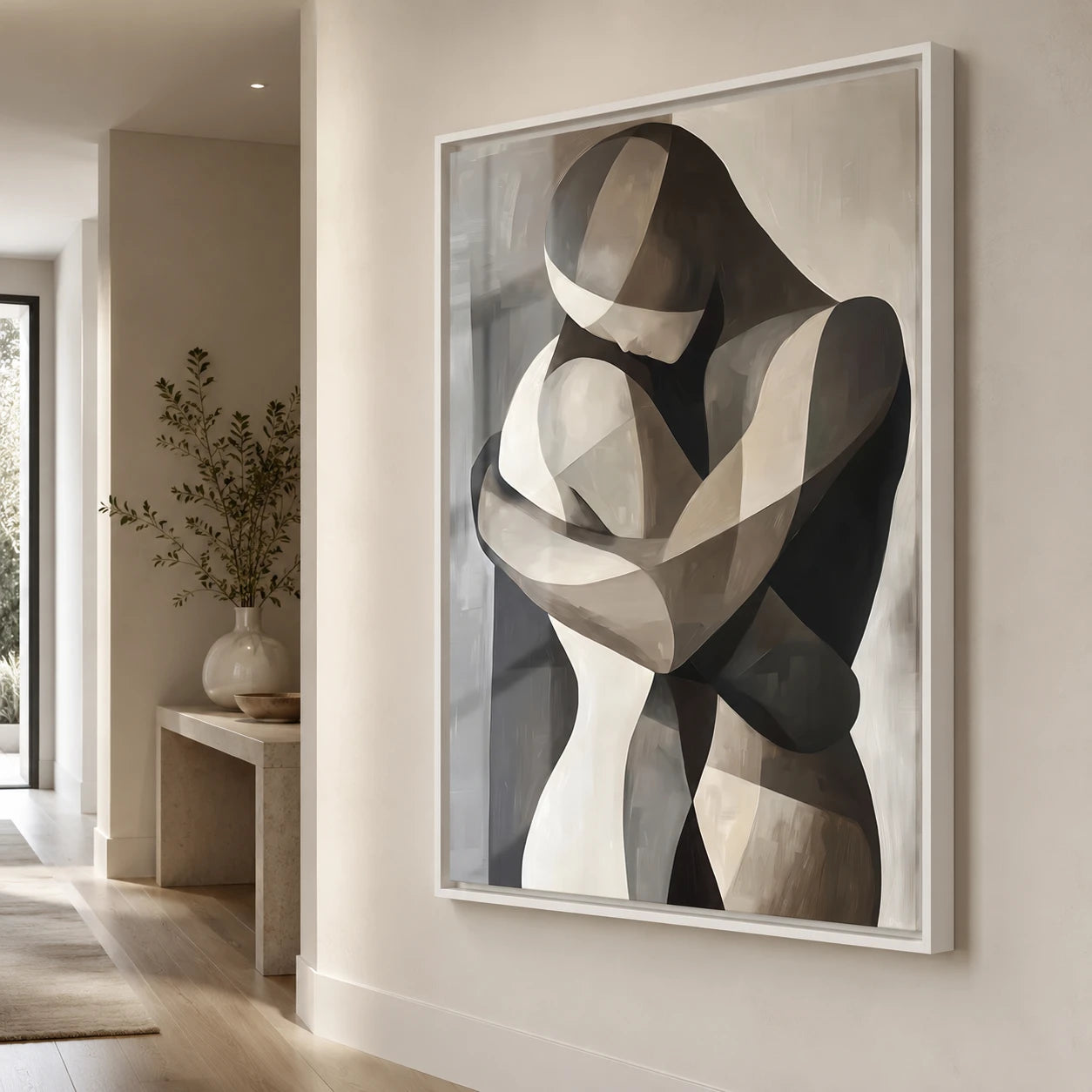 Tableau abstrait couple amoureux pour décoration de chambre parentale