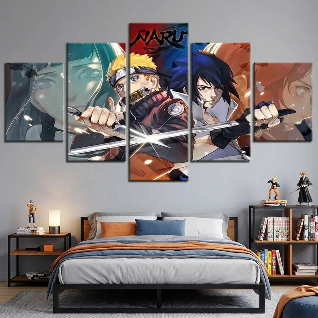 Tableau anime Naruto avec duel manga intense