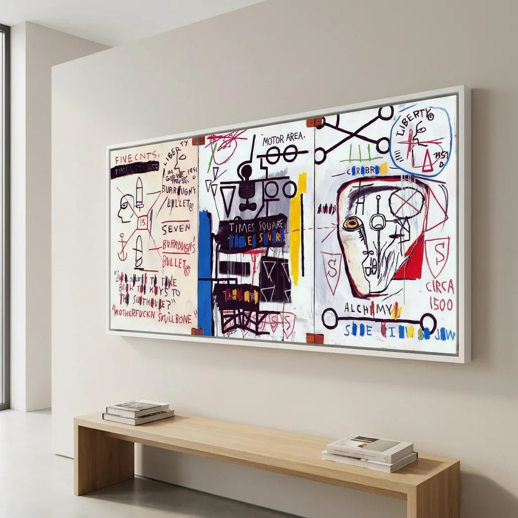 Tableau art brut Basquiat Burroughs format panoramique