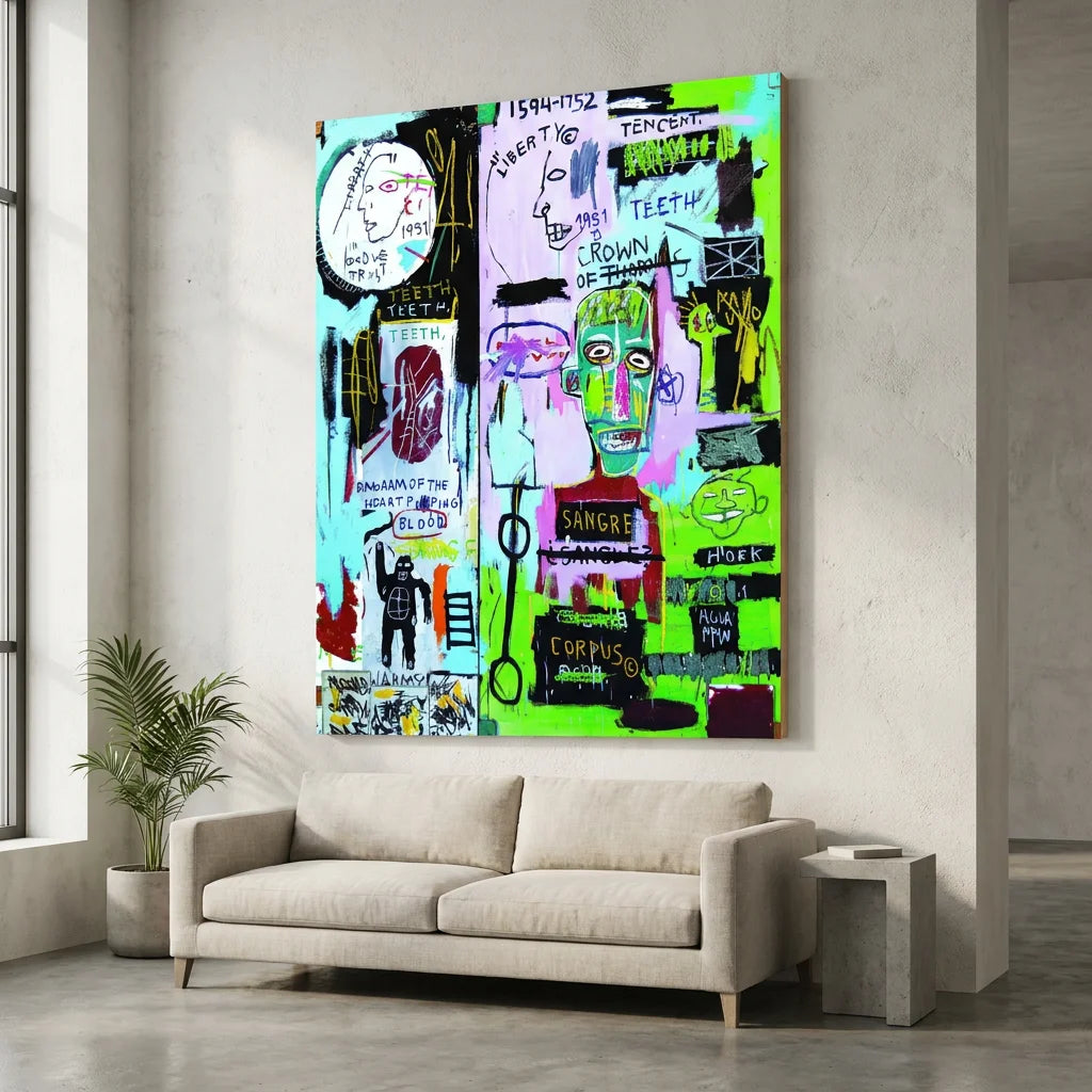 Tableau art brut Basquiat In Italia pour loft moderne