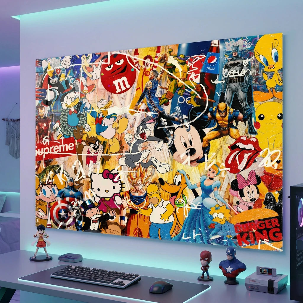 Tableau déco geek coloré style pop art et graffiti