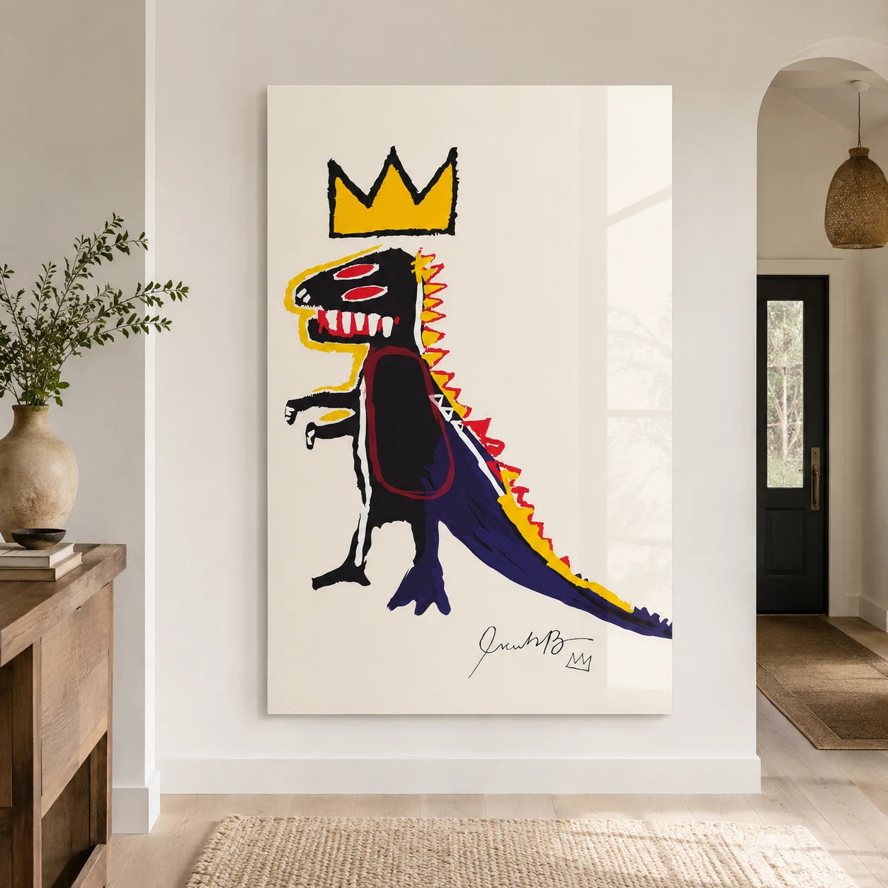 Tableau dinosaure Basquiat style graffiti