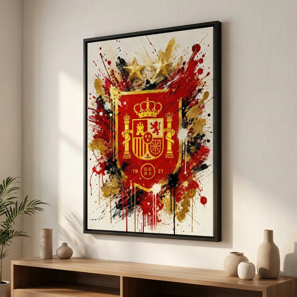 Tableau football Espagne avec deux étoiles dorées