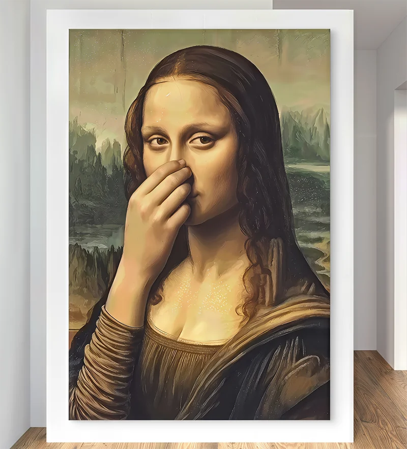 Tableau humoristique La Joconde en Apnée pour toilettes