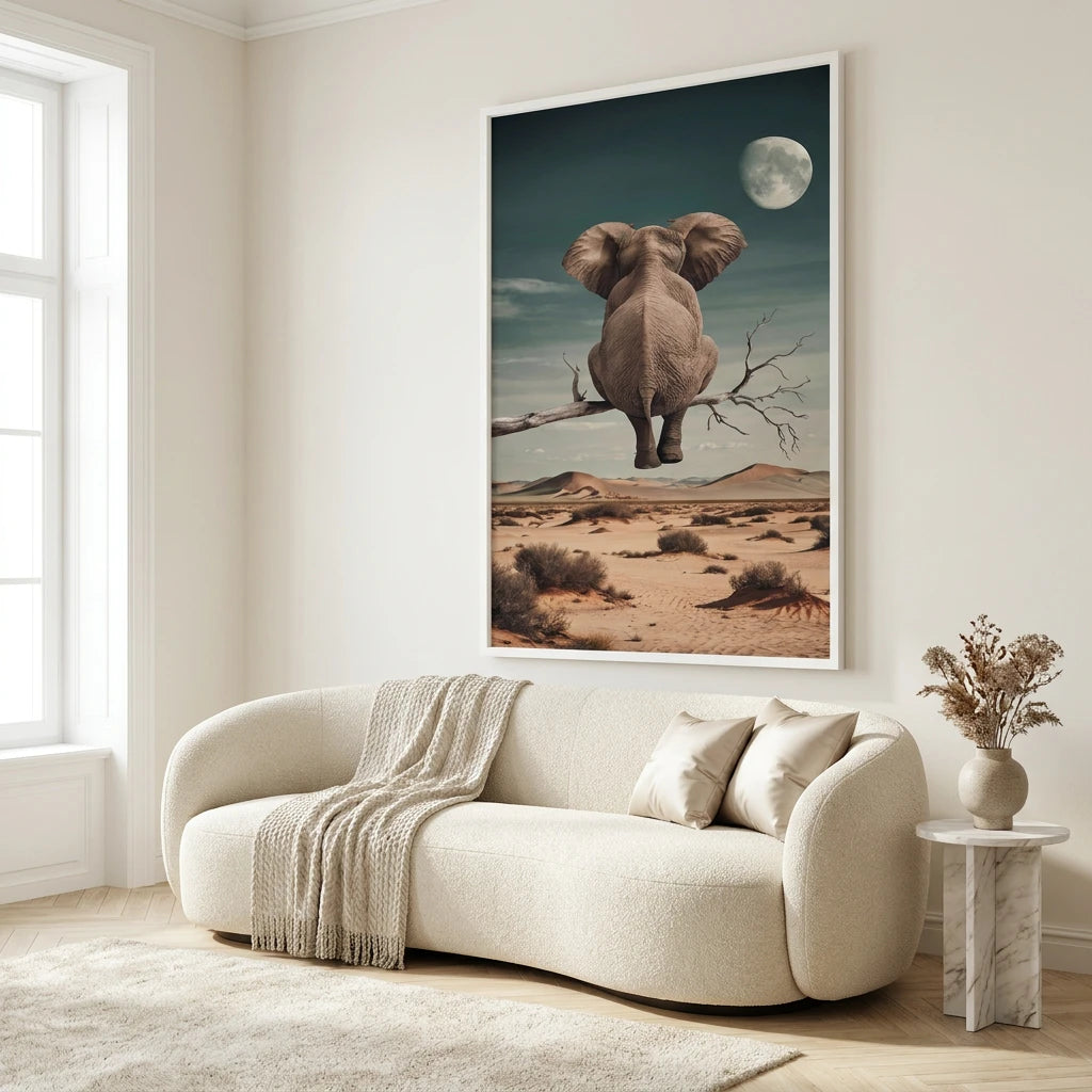Tableau Éléphant Rêve Lunaire
