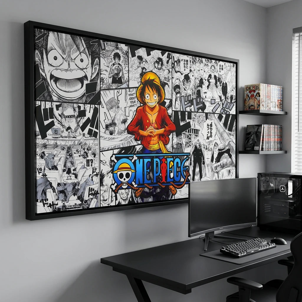 Tableau manga One Piece BD Mosaïque pour chambre geek
