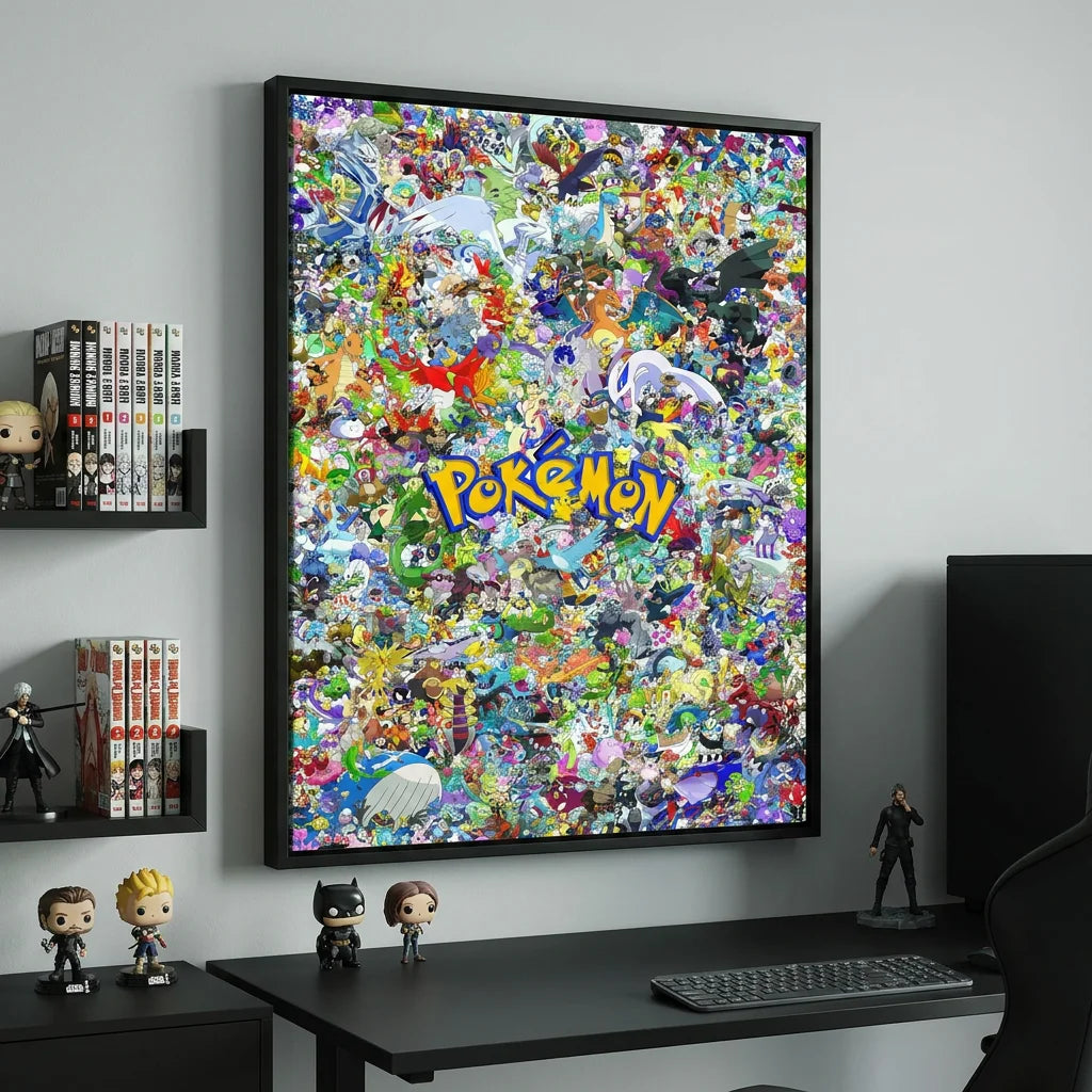 Tableau manga Pokémon Attrapez les tous pour chambre ado
