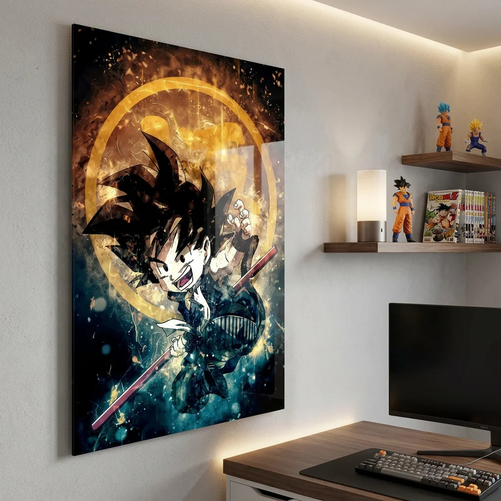 Tableau manga Sangoku enfant avec bâton magique