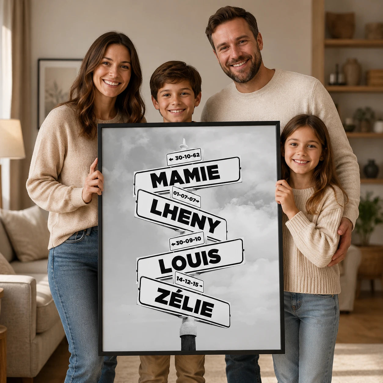 Tableau personnalisé vertical avec panneaux de rue
