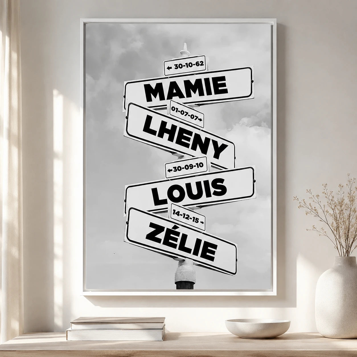 Tableau personnalisé vertical avec panneaux de rue