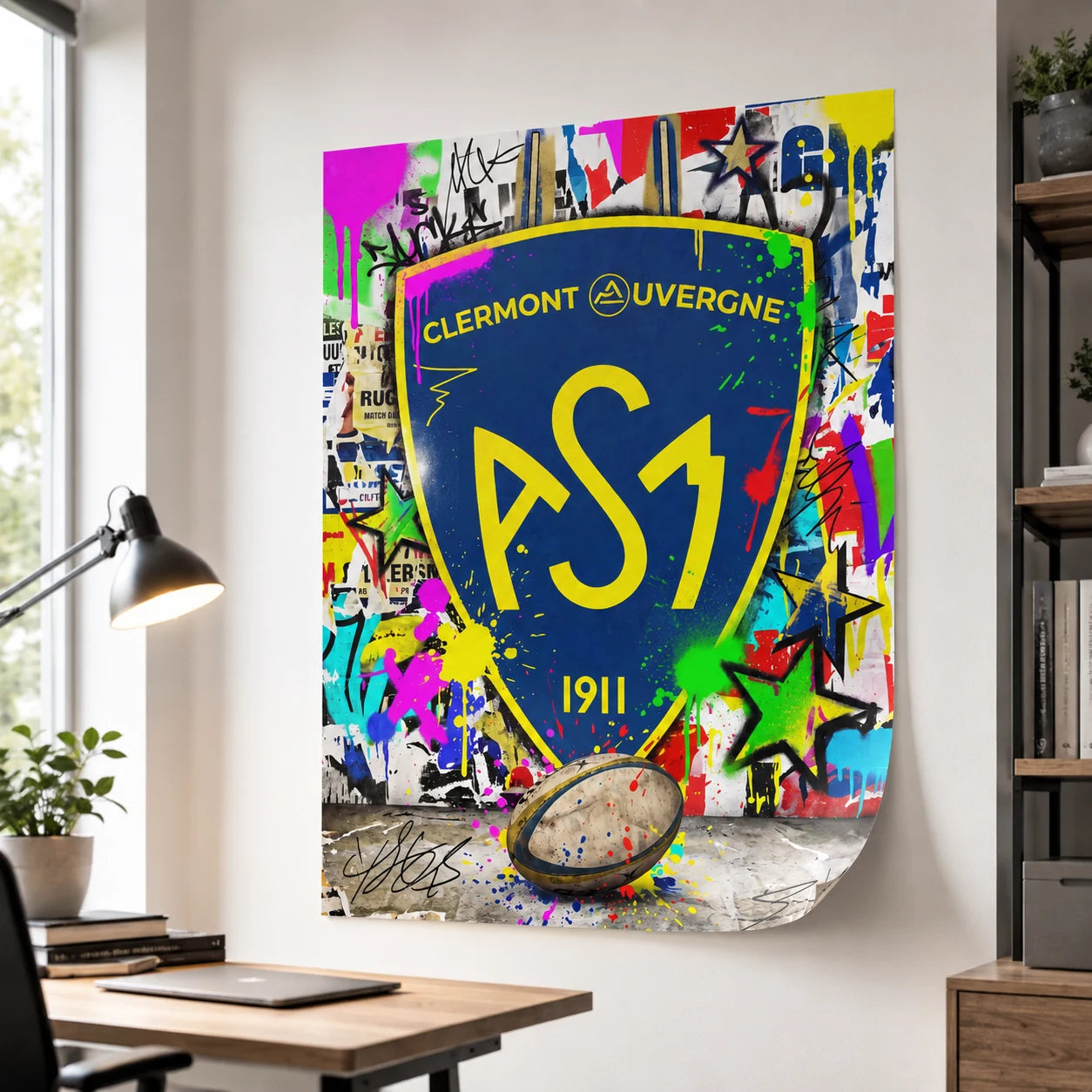 Tableau rugby français Clermont Auvergne graffiti
