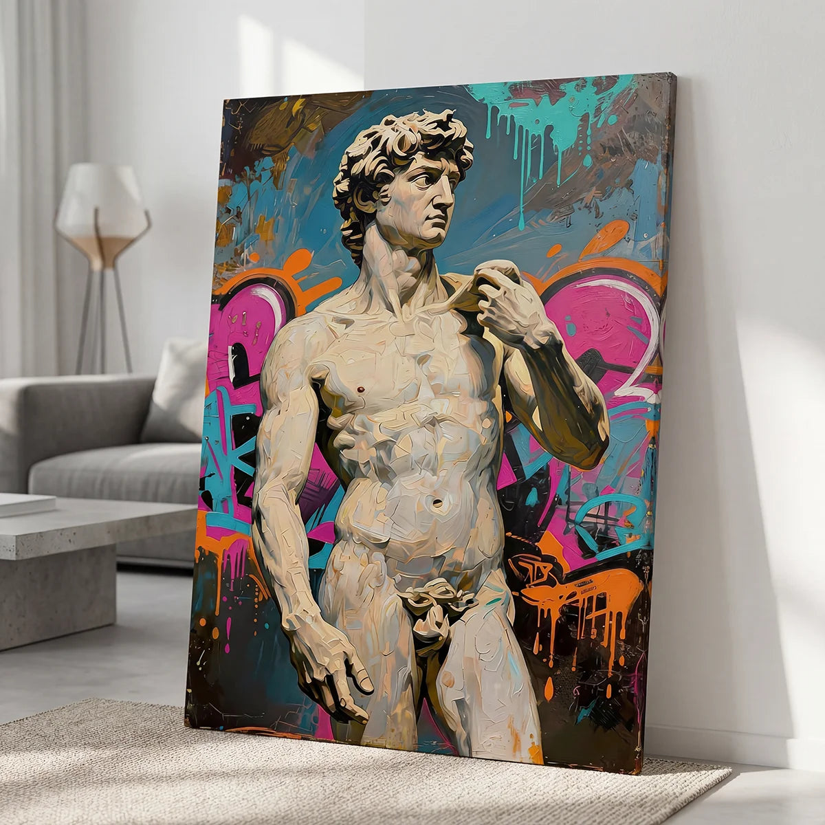 Tableau street art David couleurs vives style urbain moderne