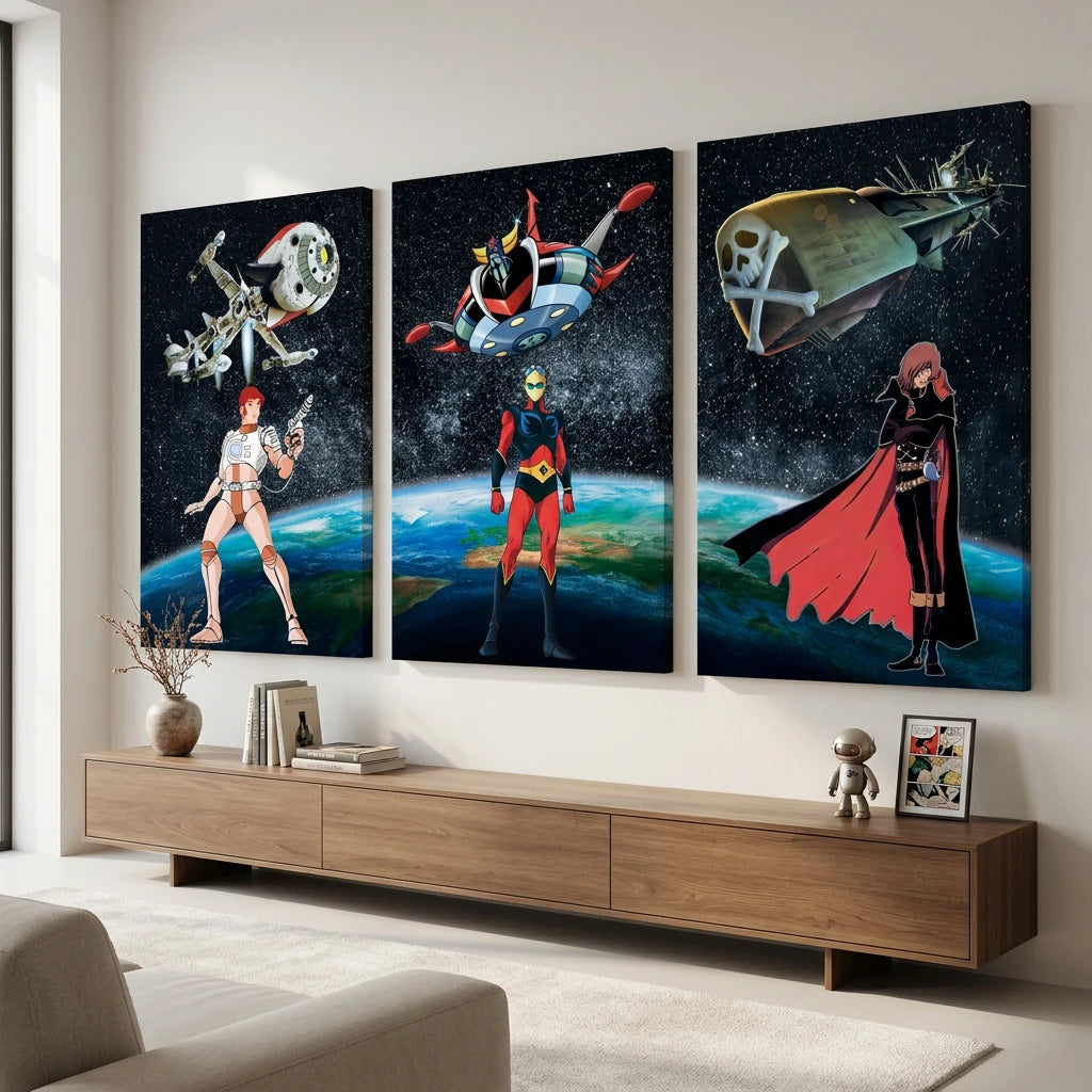 Tableau super héros avec personnages cultes et ambiance comics