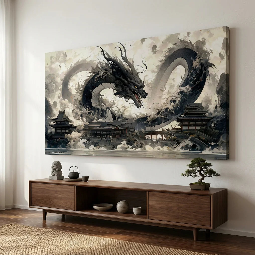 Tableau Dragon Ball Shenron Sombre - 40x80cm / Toile tendue sur châssis - Tableau Dragon Ball
