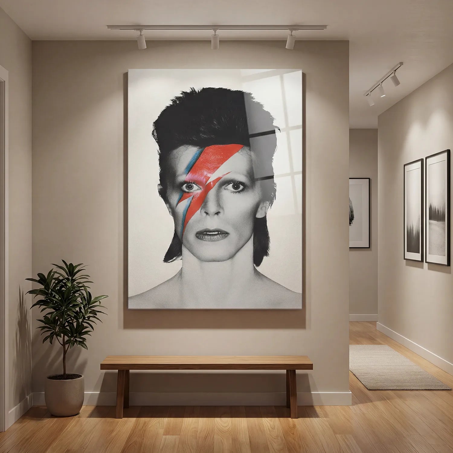 Toile David Bowie Aladdin Sane Noir et Blanc, visuel pop culture pour salon et chambre