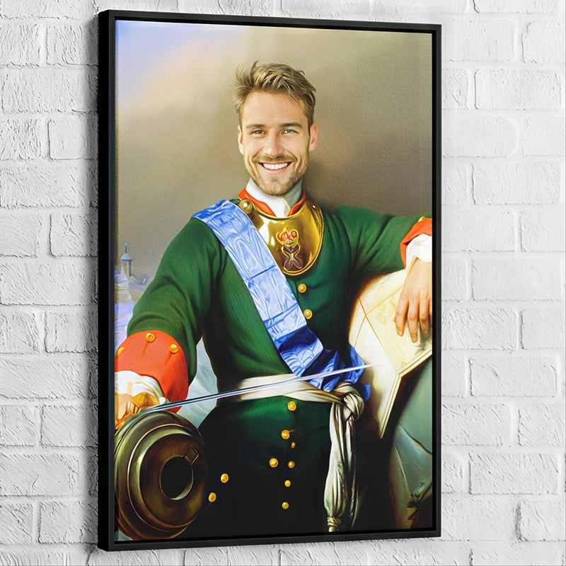 Toile déco homme en costume royal personnalisé