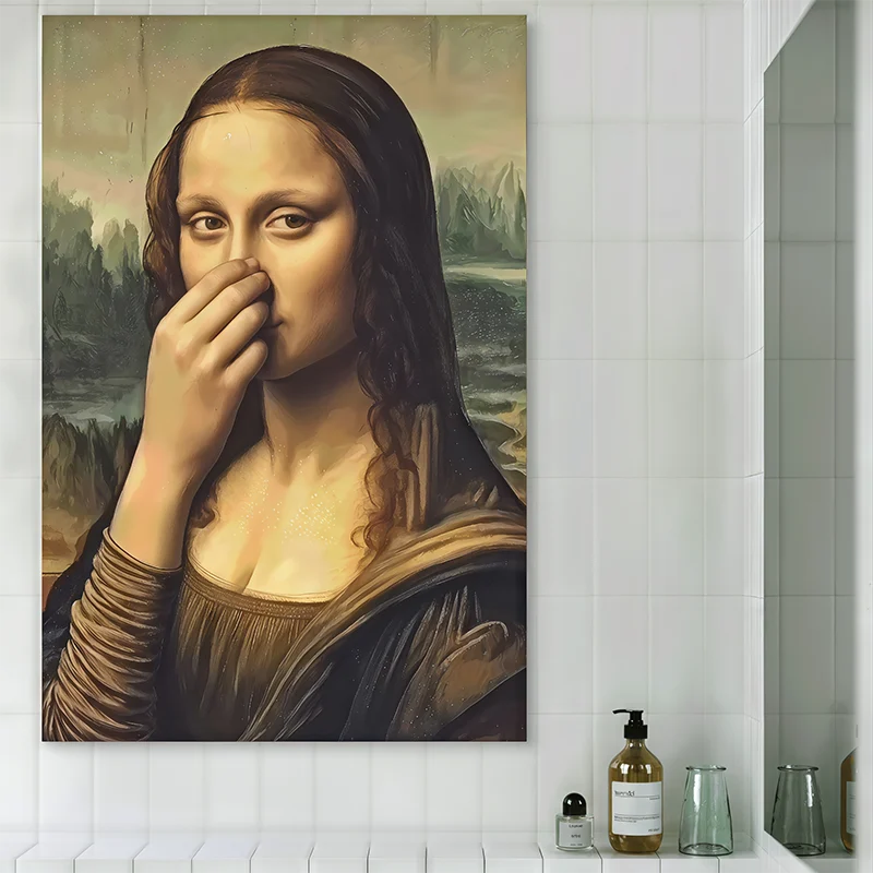 Toile imprimée La Joconde qui se pince le nez