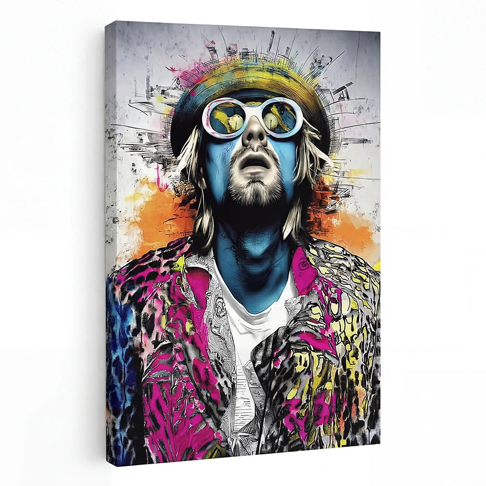 Toile tendue tableau street art portrait rock rendu premium
