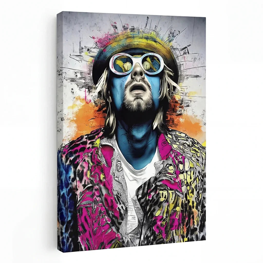 Toile tendue tableau street art portrait rock rendu premium