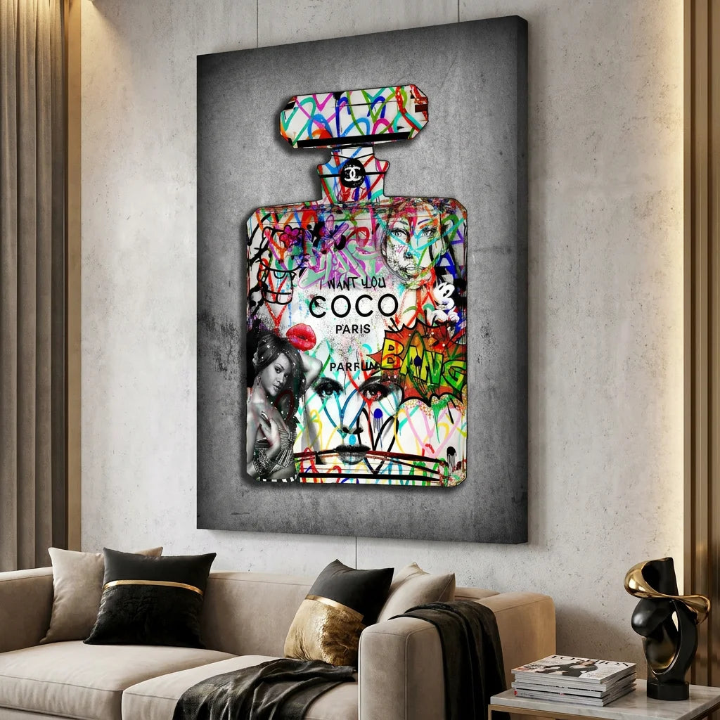 Tableau Street Art Chanel I Want You - 40x60cm / Toile tendue sur châssis - Tableau Street Art
