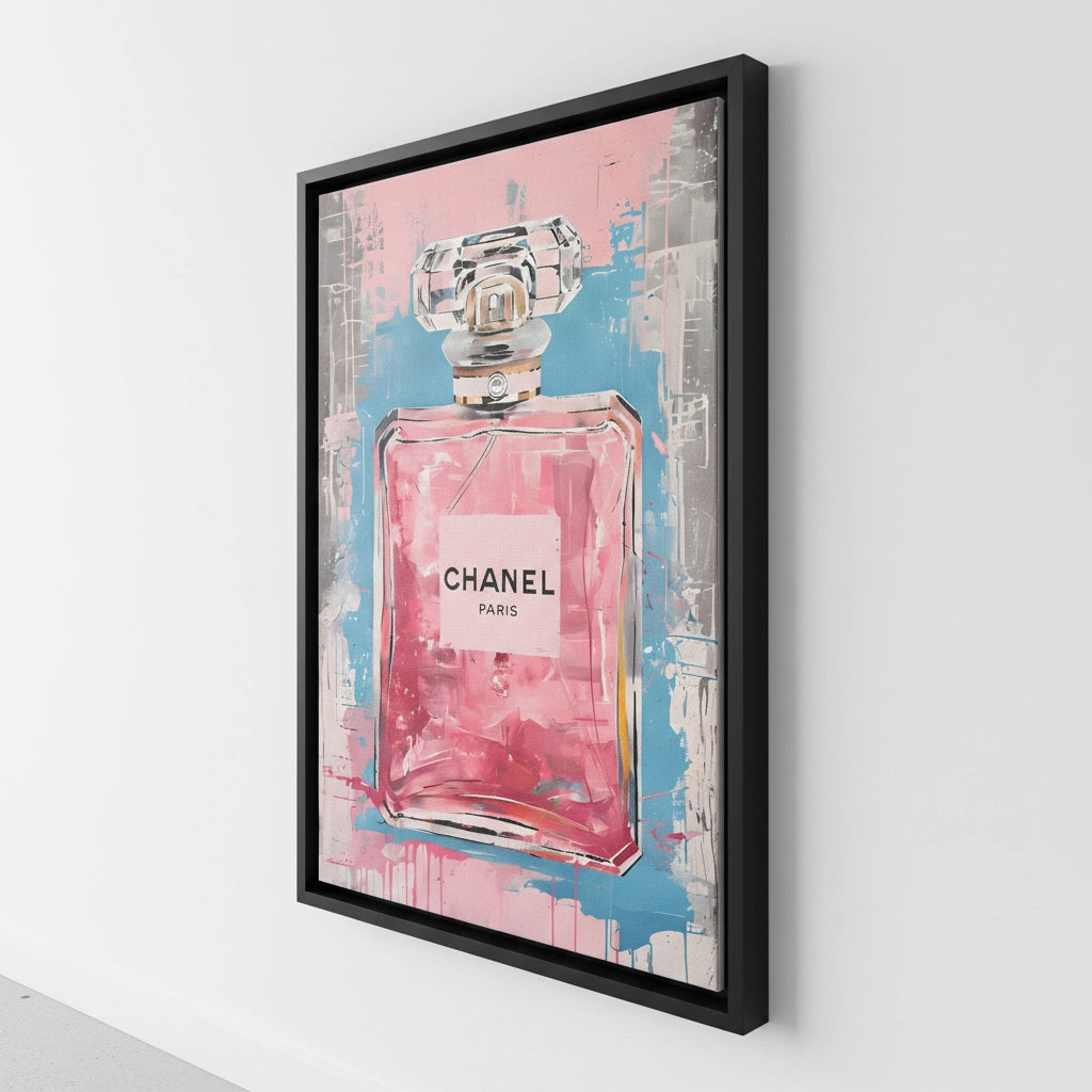 cadre flottant noir tableau parfum bleu rose artistique