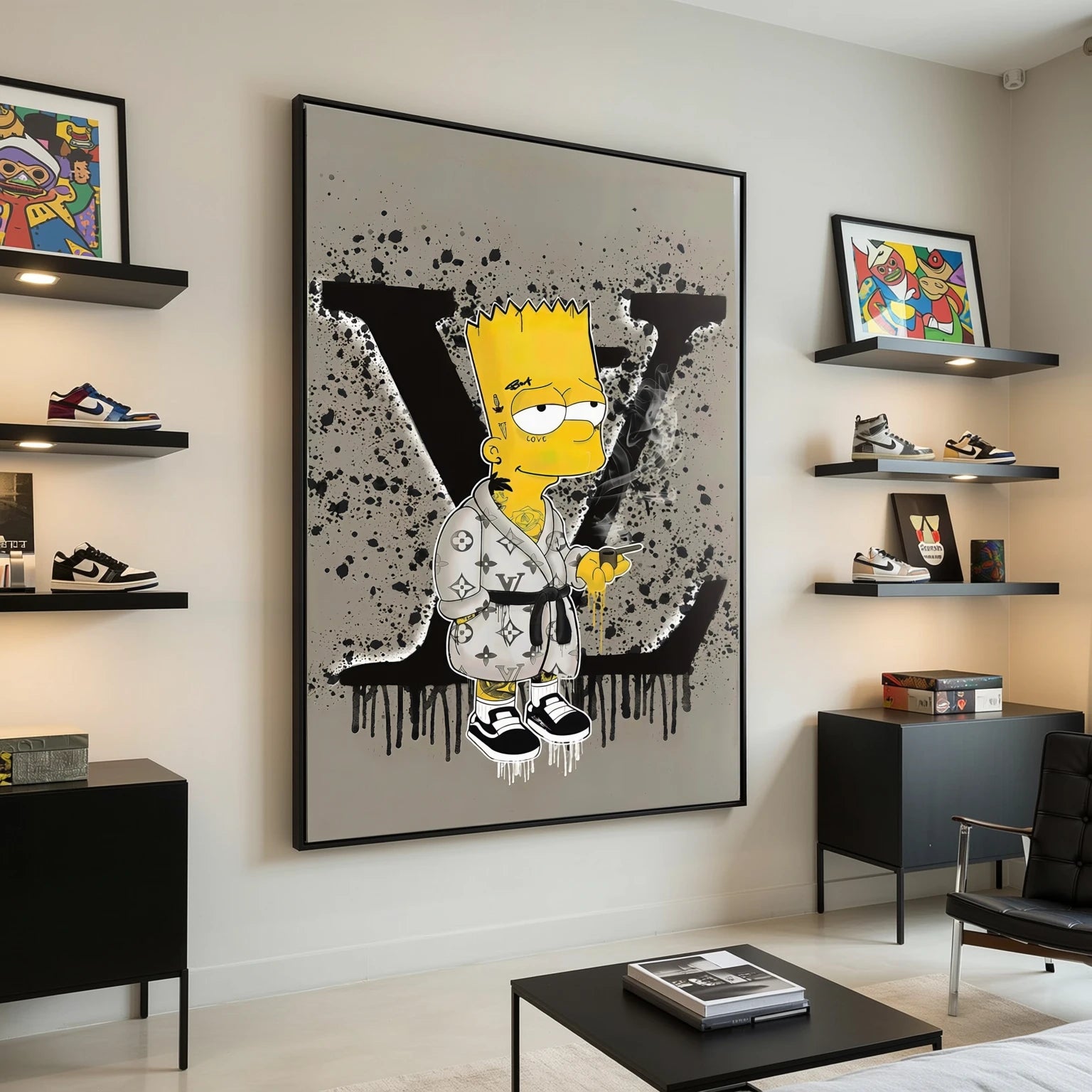 Tableau Bart Simpson Louis Vuitton - 40x60cm / Cadre noir - Tableau Animation
