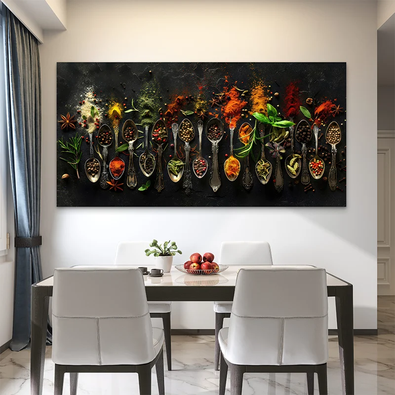 Tableau Symphonie d'Épices - voyage culinaire et explosion de saveurs en art mural