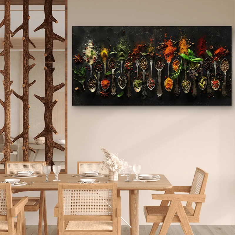 Affiche artistique épices en explosion - déco murale raffinée et vibrante