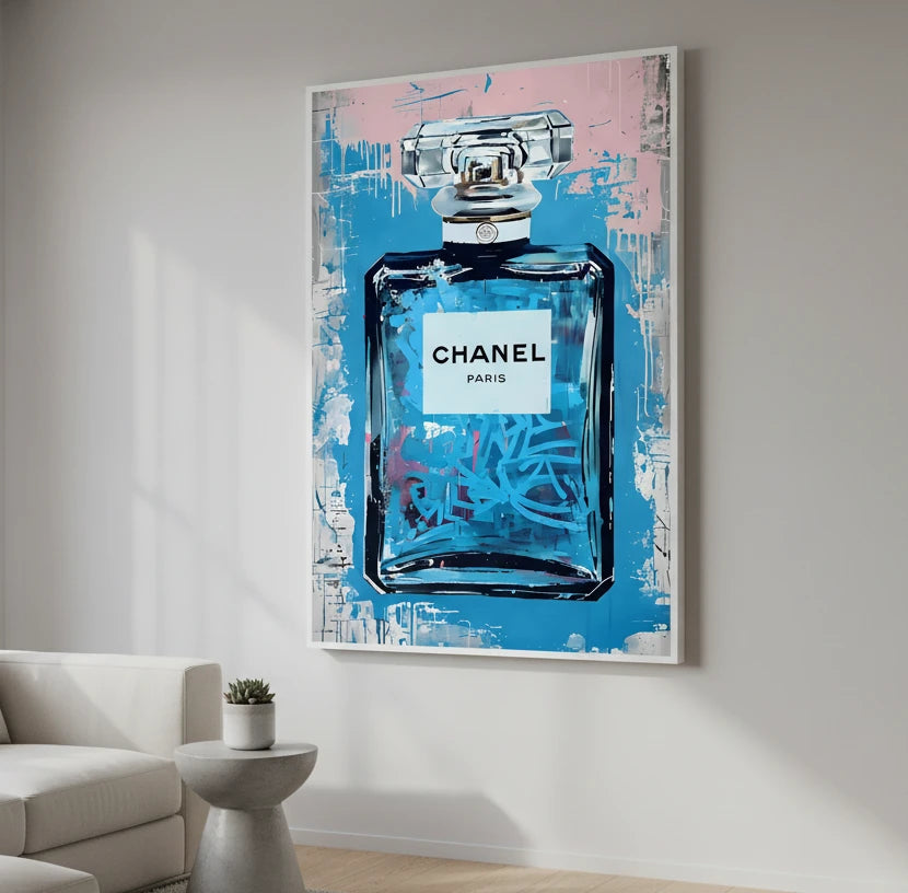 déco murale parfum glamour bleu rose pour salon