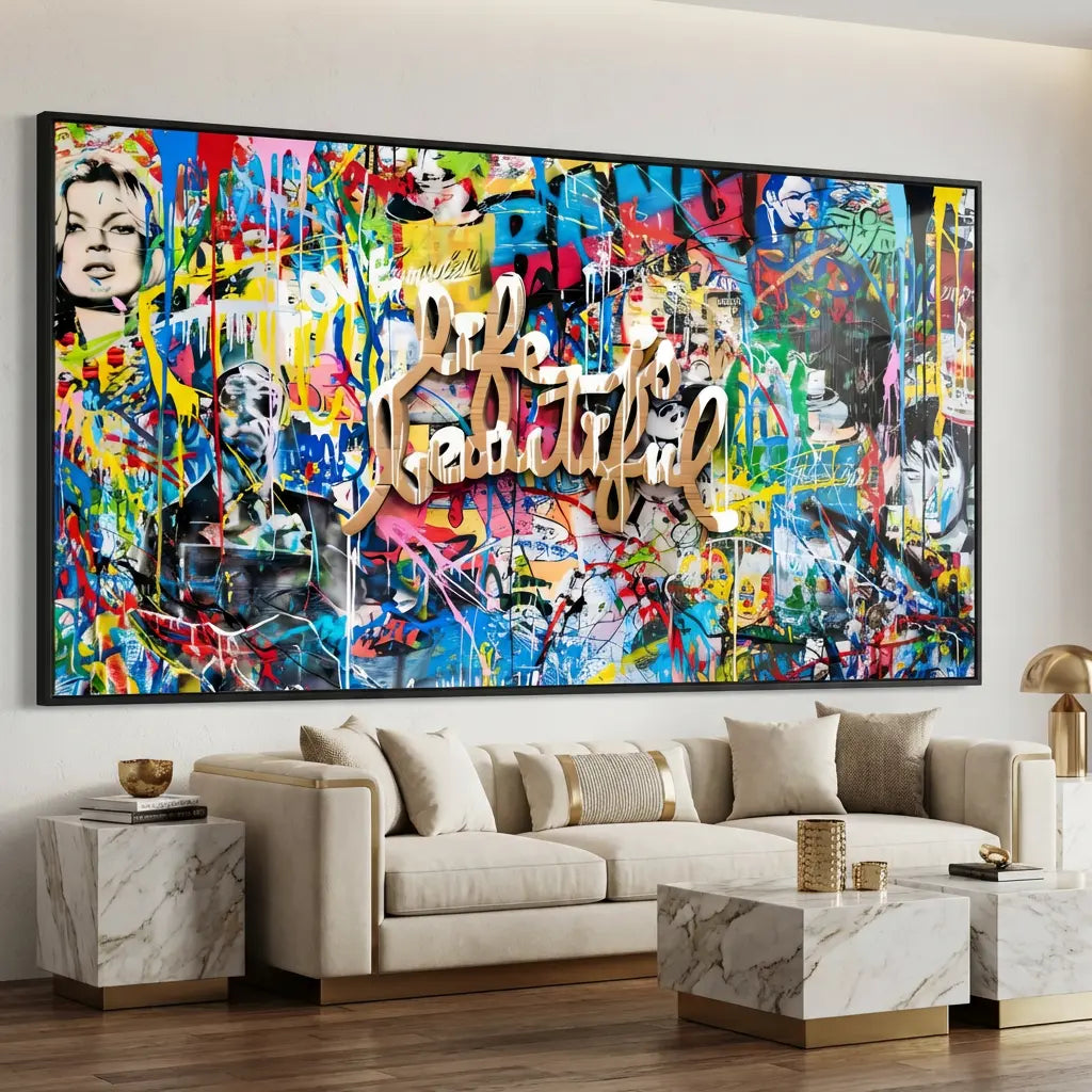 décoration murale street art life beautiful graffiti