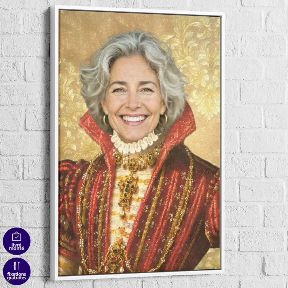 Portrait d’époque personnalisé femme en costume doré