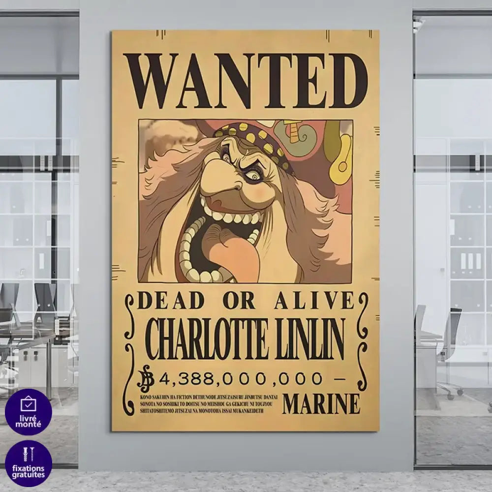 Poster Wanted One Piece Linlin – Déco murale manga japonais