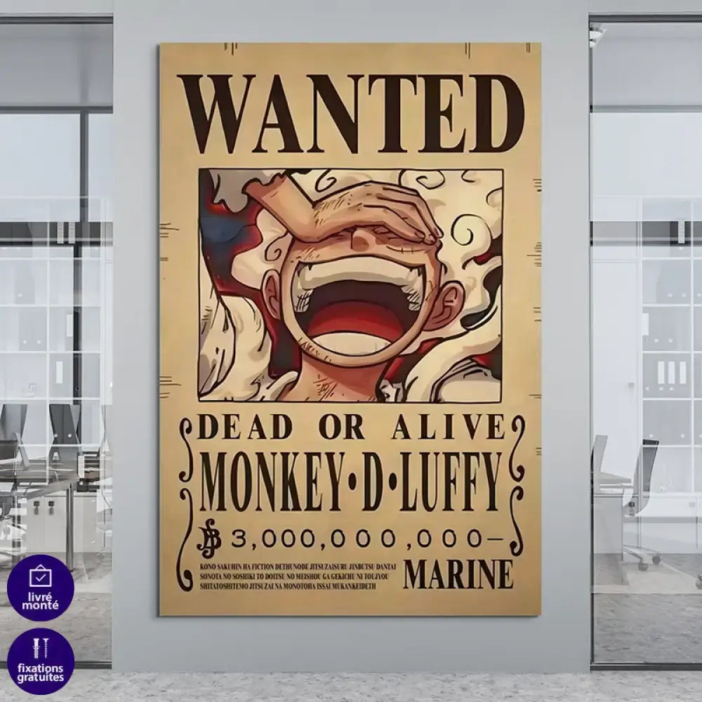 Affiche Wanted One Piece Monkey D. Luffy – Poster manga déco murale