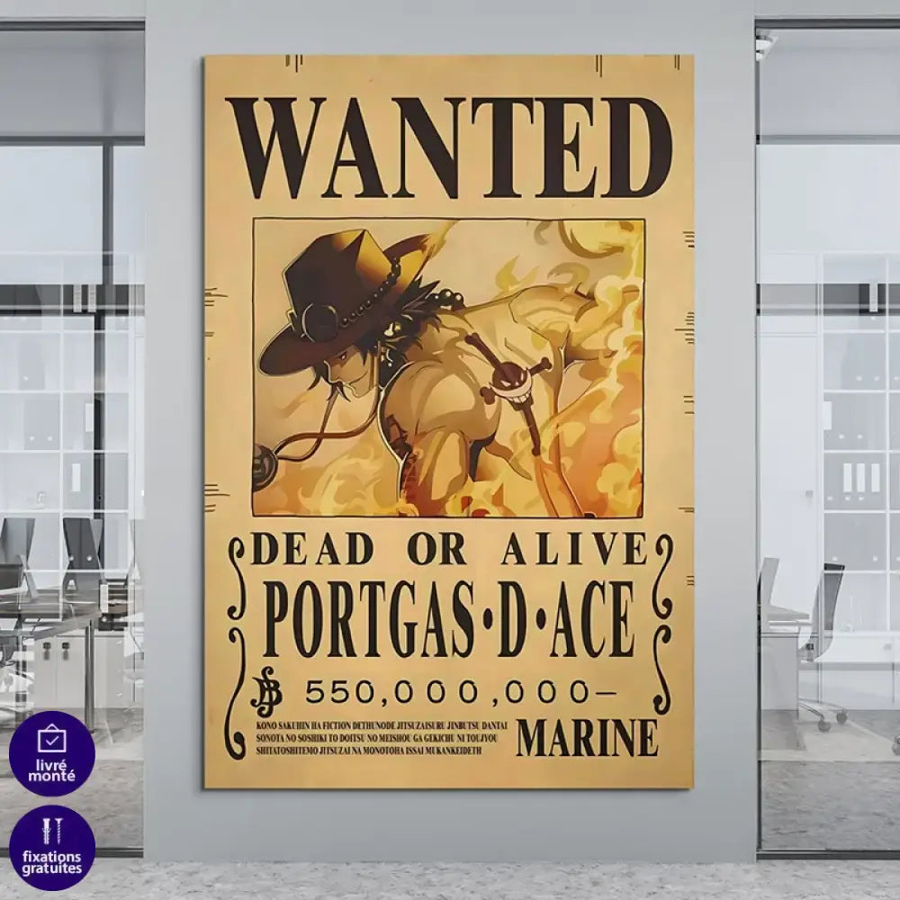 Affiche Wanted Portgas D. Ace – Poster One Piece haute qualité