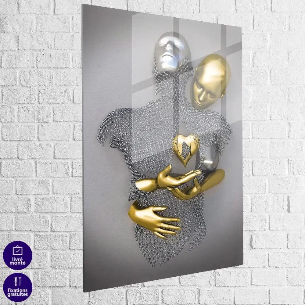 Tableau 3D Un Amour Gris et Or 40x60cm / A / Plexiglas Tableau moderne