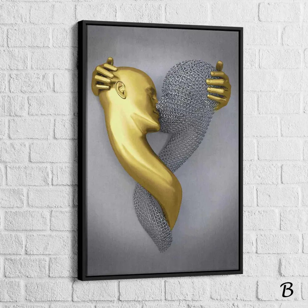 Tableau 3D Un Amour Gris et Or - Montableaudeco