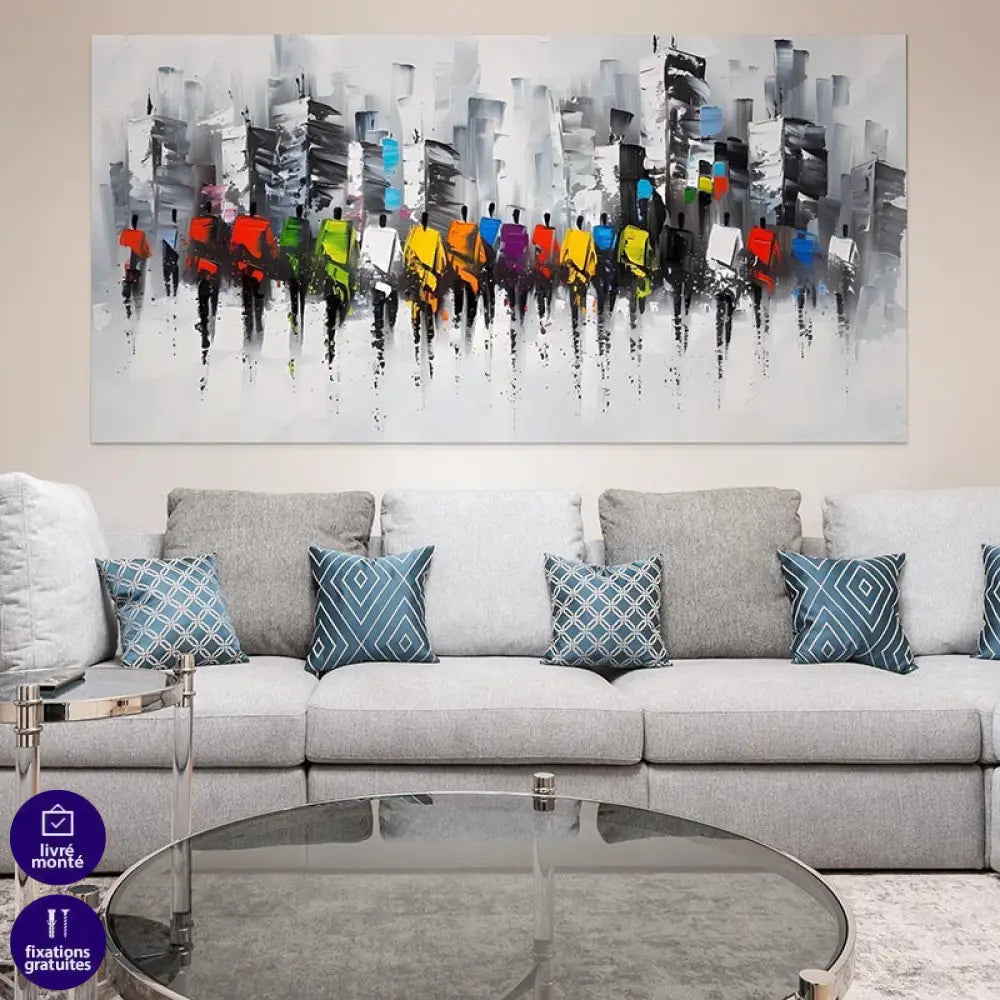 Tableau Abstrait Fusion Métropolitaine 40x80cm / Toile tendue sur châssis Tableau Abstrait