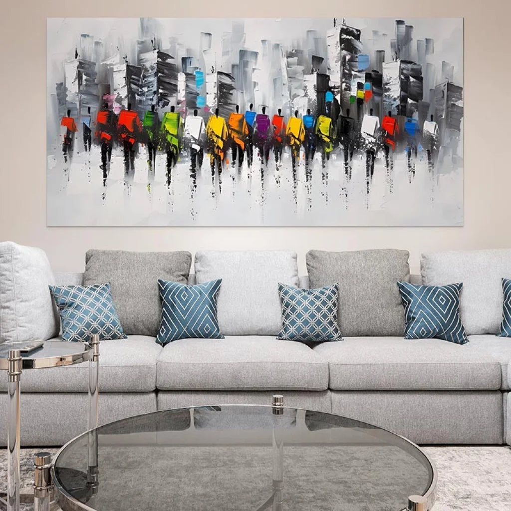 Tableau Abstrait Fusion Métropolitaine 40x80cm / Toile tendue sur châssis Tableau Abstrait